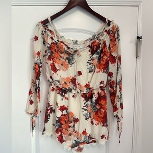 Size small, off the shoulder, floral romper